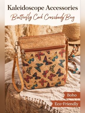 Kaleidoscope Butterfly Cork Crossbody Bag
